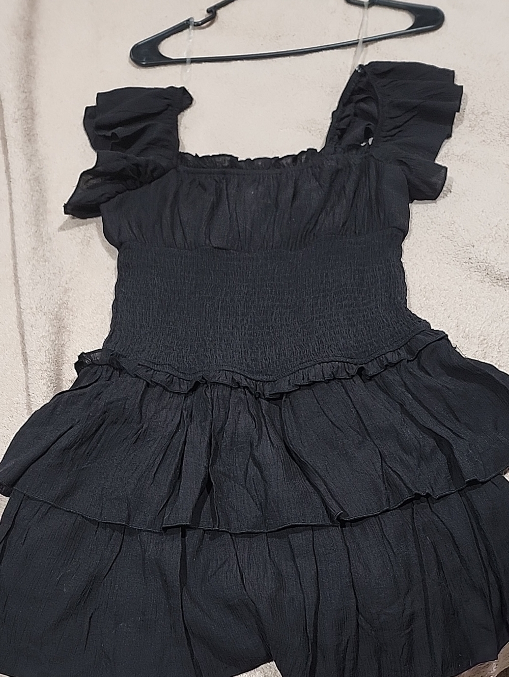 Girls Black Ruffled Tiered Dress